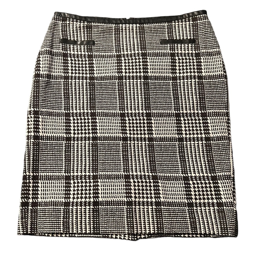 Talbots Black and White Rockingham Plaid Houndstooth Mini Skirt size 4P - Picture 1 of 9